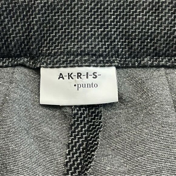 Akris Punto Pleat Front Checked Soft Cropped Trousers Black Grey Size 14 - Picture 8 of 8